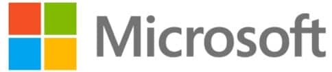 Das Bild zeigt das Logo von Microsoft. Es besteht aus einem Symbol aus vier farbigen Quadraten (rot, grün, blau und gelb), die in einem 2x2-Raster angeordnet sind und sich links neben dem in grauer Schrift geschriebenen Wort „Microsoft“ befinden.