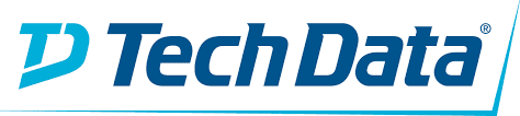 Das Bild zeigt das Logo von Tech Data mit einem stilisierten „TD“-Design in Blau und Cyan auf der linken Seite, gefolgt von den Worten „Tech Data“ in fetten blauen Buchstaben.